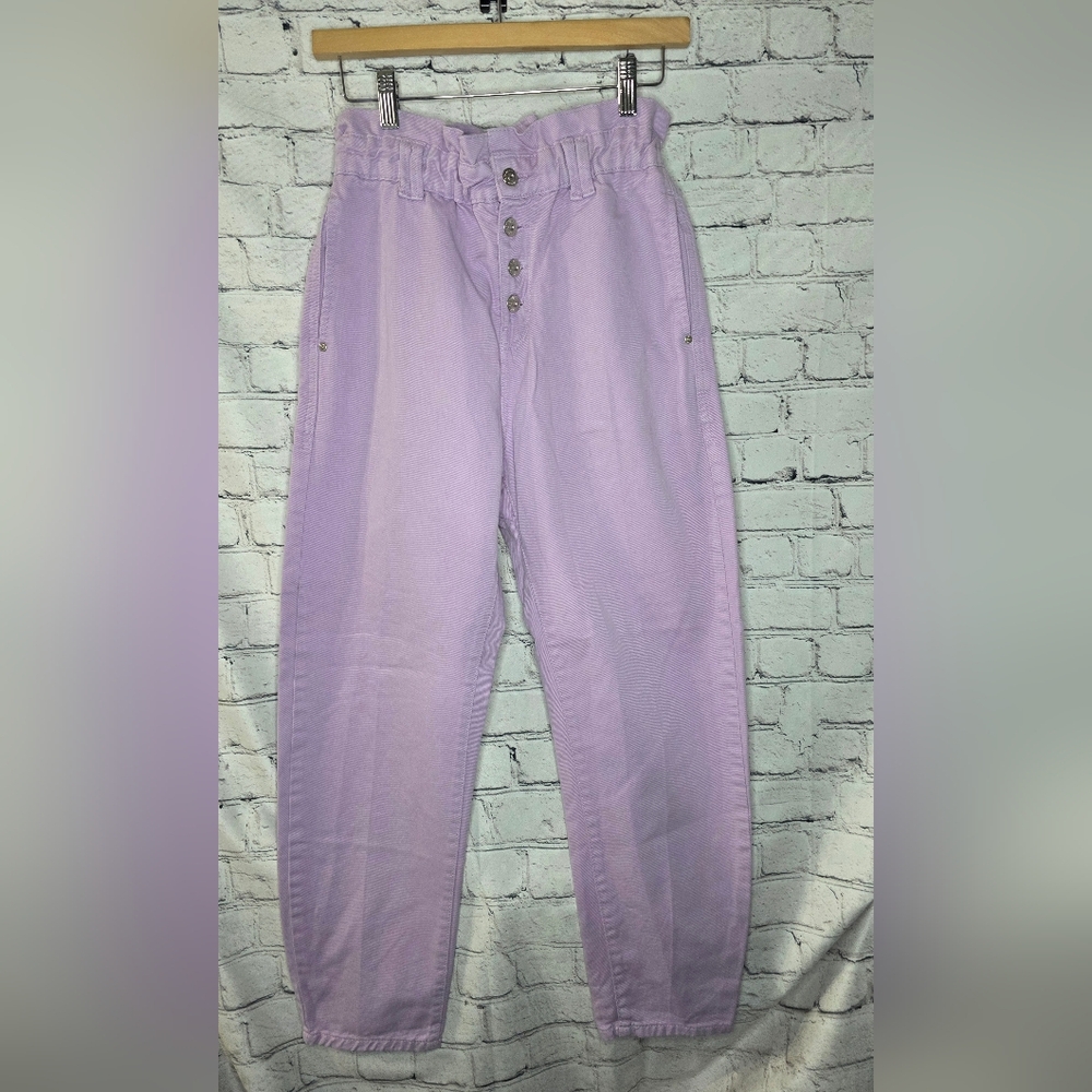 Zara Baggy High Rise Paperbag Lilac Ankle Jeans Size‎ 4